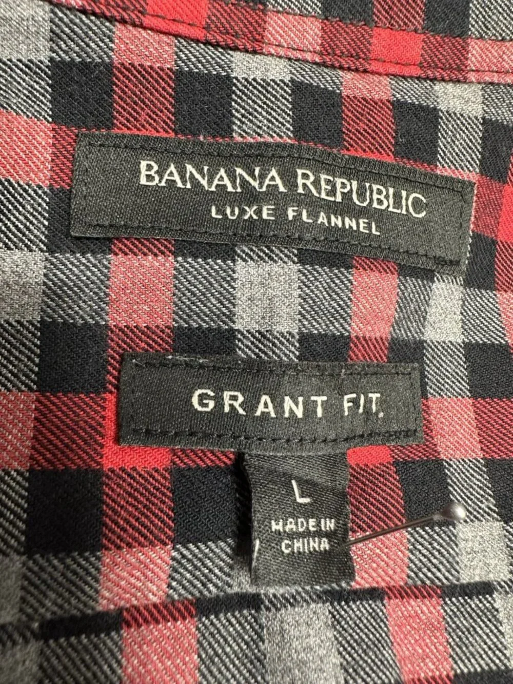 Banana Republic Shirt Men's L Black Gingham Grant Fit Long Sleeve Luxe Flannel